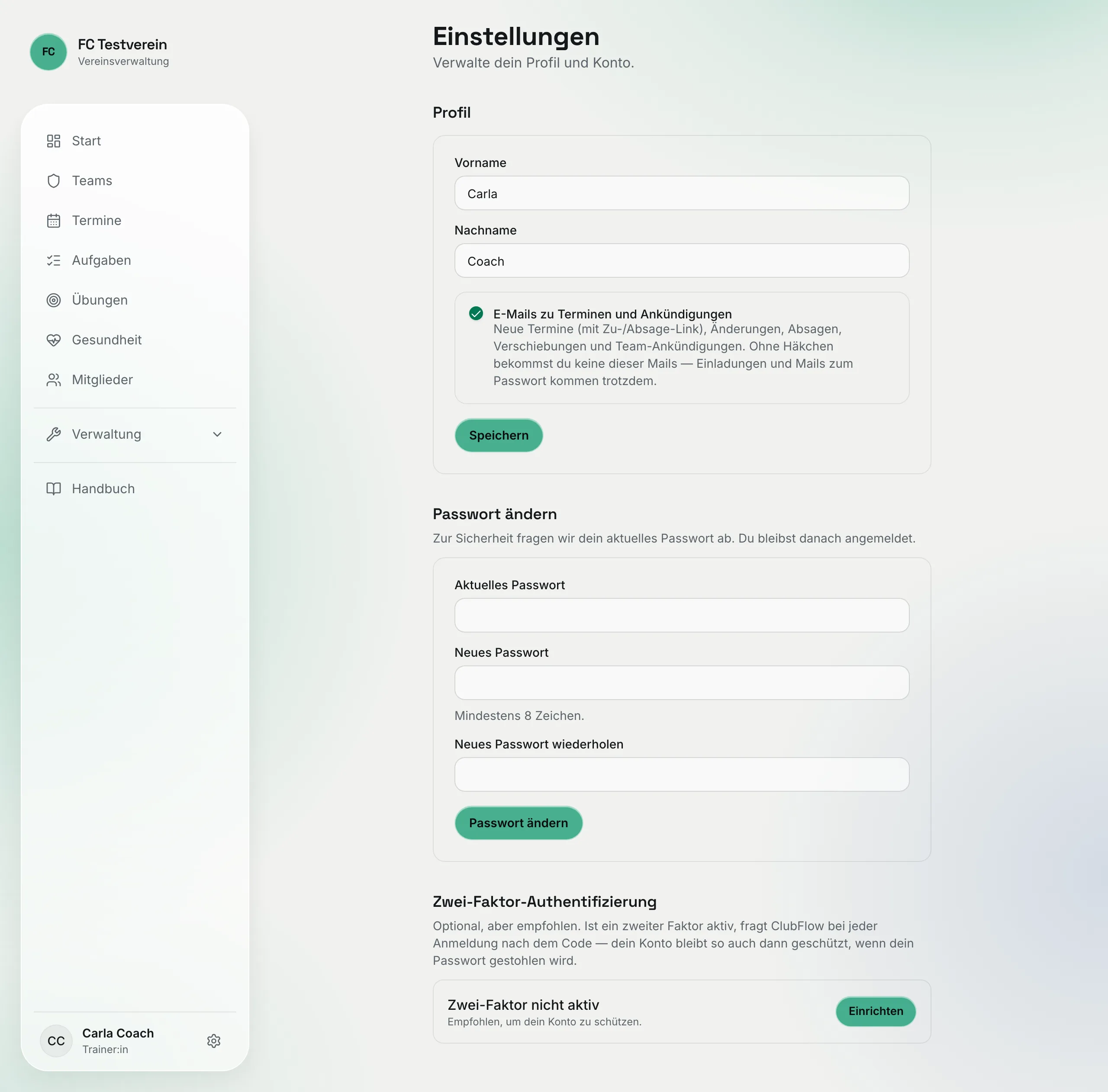 Einstellungen am Rechner als Trainerin