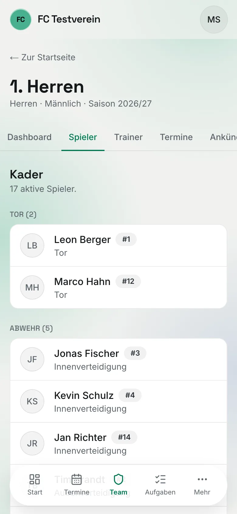 Der Reiter „Spieler" auf dem Handy
